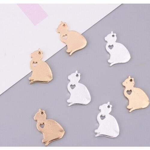 18*12mm Sitting Cat Pendant Cute Pet Animal Charms Metal Gold Silver Gorgeous Alloy Accessories For Women Jewelry 10PCS