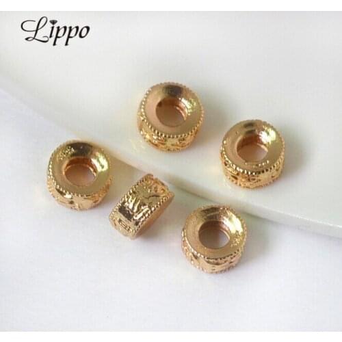 20pcs letter space bead metal copper flat round bead handcraft bracelet jewelry fingdings