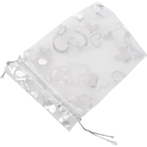 25X Silver Organza Wedding Favor Gift Bag Pouch 12x10cm