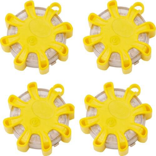 4PCS/Set 3 Modes Red Flash 8 LEDs Emergency Lights Safety Road Flare Warning Light Magnetic Base Disc Beacon For Car Truck Boat