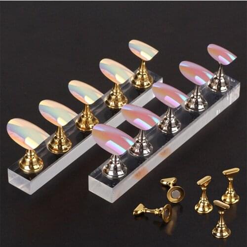 5 pcs /set False Nail Tips Display Stand Holder Set Magnetic Clear Showing Shelf Practice Holders Manicure Nail Salon Tools