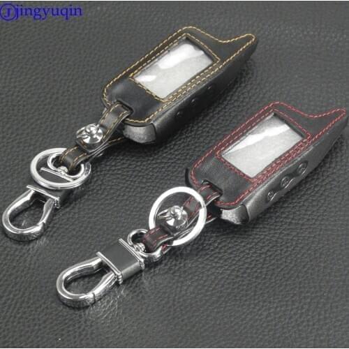 5pcs Remote Leather Key Cover Case Key chain For Startline A9 A8 A6 LCD Key Holder Fob Shell Russian Two Way System Alarm