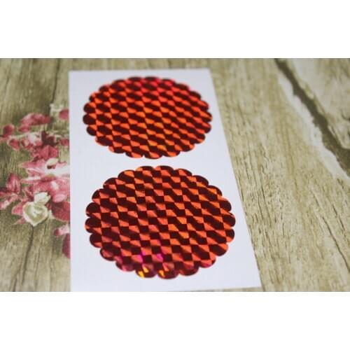 5cm Red Hologram Scalloped circles sticker, envelope seals
