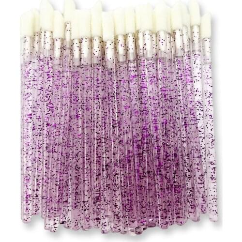 50pcs Disposable Lip Brush Lipstick Gloss Wands Applicator Makeup Lip Brushes Cystal Handle Cosmetic Cleaner Beauty Makeup Tool