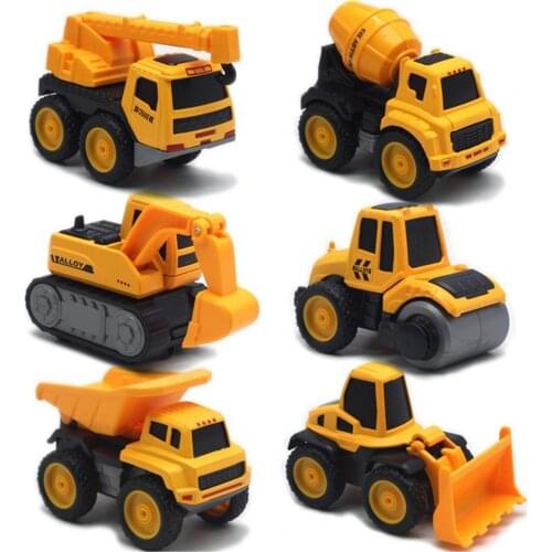 6Pcs Car Model Engineering Car Design Kids Toy 1/60 Scale Interactive Play Excavator Truck Toy for Outdoor Decoration Collection