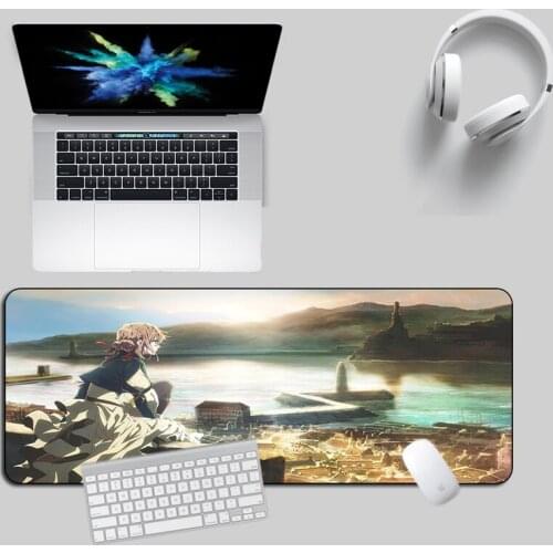 Anime Violet Evergarden Mouse Pad Big Computer Mat Keyboard Mouse Pad Desk Pad Washable Locking Edge Durable Gaming Accessories