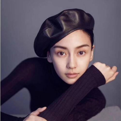 Seioum Pu Leather Beret Hats For Women Winter Flat Cap child Boina Feminina Fashion Autumn Winter Beret Cap Bone Gorras Painter
