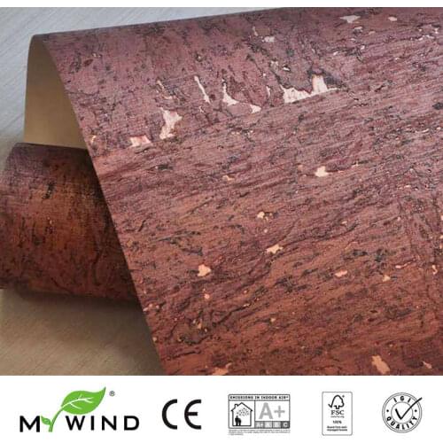Free Sample MYWIND New Design Red-Brown Style Bohemian Luxury Wallpaper Wholesale Living Home Cork Wallcoverings