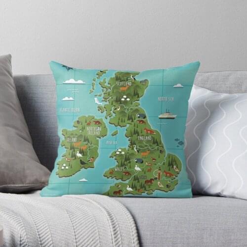 British Isles Throw Pillow Cushion Cover Polyester throw pillows case on sofa home living room car seat decor 45x45cm