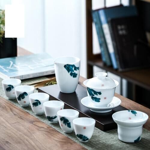 Drinkware Teaware Painted Banana Leaf Ceramics Complete Set Of Tea Small Cup Ceremony