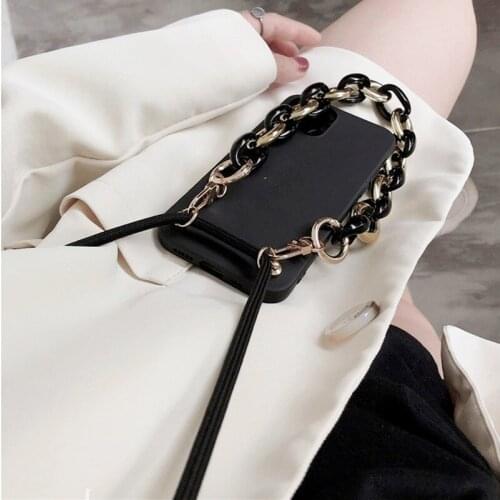 Marble Bracelet Chain Crossbody Case for iPhone 12 11 Pro Max XR X XS 7 8 Plus SE2 12 Mini Long Lanyard Necklace Soft Back Cover