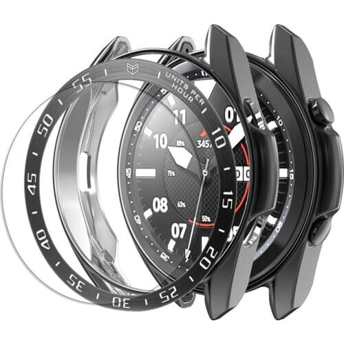 Case + glass film + bezel ring for samsung galaxy watch 3 45mm 41mm Tempered Glass screen protector cover galaxy watch 3 case
