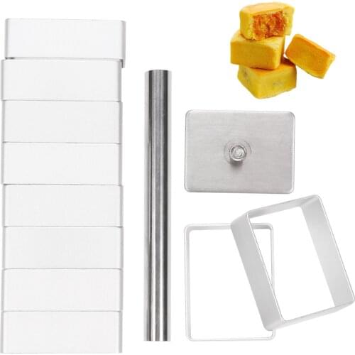 DIY Biscuit Fondant Cakes Mold Kit 10 Rectangle Pineapple Cake Cutter+Press Stamp Nonstick Kitchen Patisserie Cut Outs Mould Set