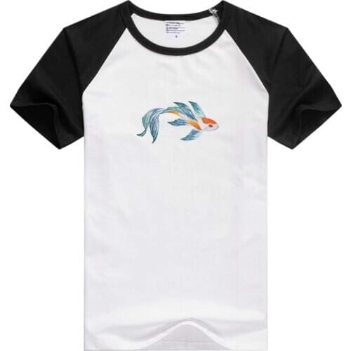 Feng Shui watercolor Koi Fish carp short sleeve casual Men Women T-shirt Comfortable Tshirt Cool Print Tops Fashion tee AN447