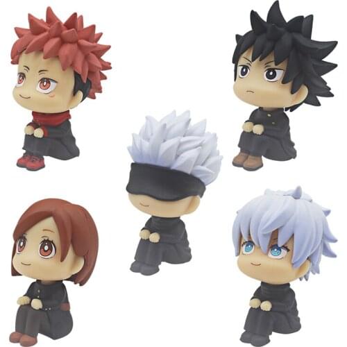 Jujutsu Kaisen Anime Figure GK Gojo Satoru Fushiguro Megumi Kugisaki Nobara cute Sitting posture Toy Model Kid Collection Gift