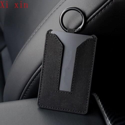 For Tesla Model 3/Y Card Flip Fur Key Case Protective Card Case Silicone Key Case