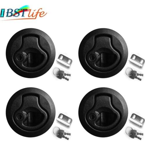 IBST LIFE 4 pieces Black Locking lift handle Flush Boat Latch with key can locking Flush Pull Latches Deck Hatch marine hardware
