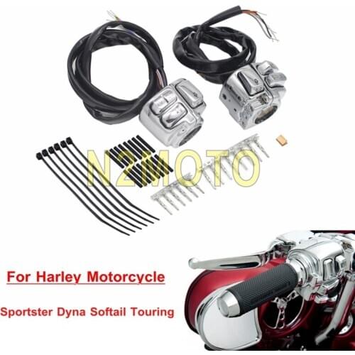 Motorcycle 25mm Handlebar Switches Control Kit Integrate Lights Start On-Off Button Switch For Harley Sportster Dyna XL 1200 883