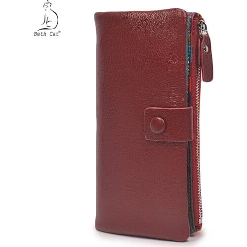 Genuine Leather Women Wallet Soft Luxury Designer Female Purses Zipper Coin Money Handbags 13 Card Holder Ladies Long Clutch