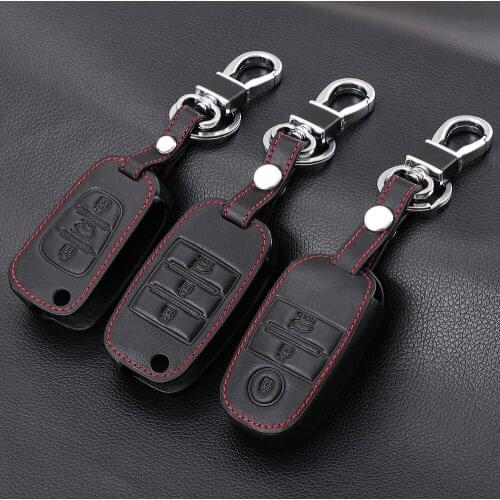 Leather key chain ring cover case holder for Ceed K3 K4 K5 Sportage R QL KX5 Sorento KX3 KS3 RIO Cerato Optima Frote Soul