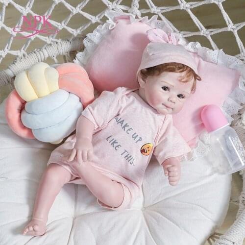 NPK Original Design 50CM Bebe Girl Doll Reborn Soft Body Cuddly Newborn Baby Size Lifelike Real Touch Flexible Silicone Vinyl
