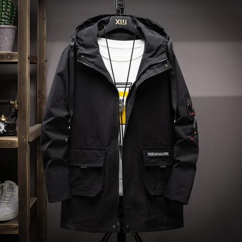 Mens New Fashion Hooded Jacket Large Size Male Hot Sale Outerwear Men Street Harajuku Windbreaker Oversize Coat Brand Clothing