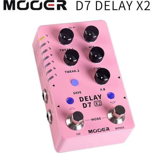Mooer D7 delay x2 electric guitar single effector, double nail stereo delay effector, box piano