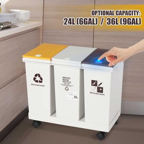 24/36L Recycling Trash Can Sorting Rubbish Bin Household Bathroom Toilet Waterproof Narrow Seam Waste Garbage Dustbin Storage