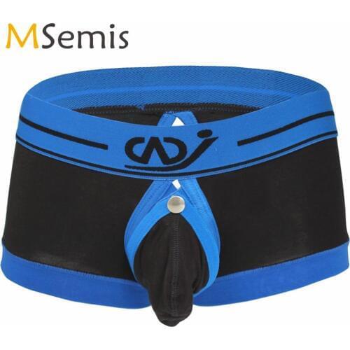 Mens Jockstrap Boxer Briefs Shorts Erotic Press Buttons Hollow Out Sissy Penis Pouch Trunks Underwear Gay Open Butt Sexy Panties