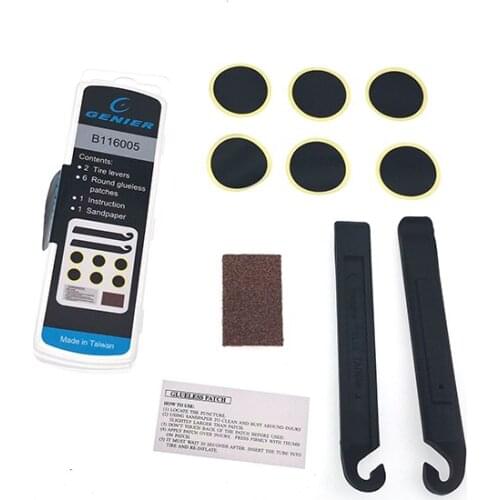GENIER B116005 Patch Repair Kits Tire Lever Round Glueless Patches Sandpaper for tire repair
