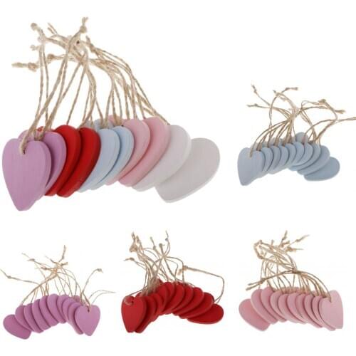 Pack of 10 Wooden Embellishments Craft Wedding Name Tags with String Hanging DIY Projects Card Making