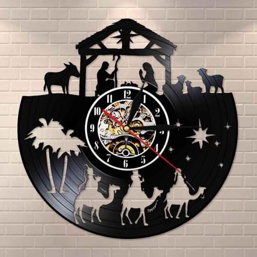 Menino Jesus Religious Belief Wall Art Home Decoration Vintage Christian Vinyl Record Wall Clock Inspirational Faith Wall Watch