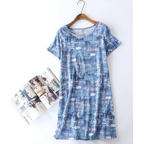 New Summer Wear Fat Plus-Size Short Sleeved Nightwear Knit 100% Cotton Sleepwear Lounge Intimate Lingerie Casual Home Clothing