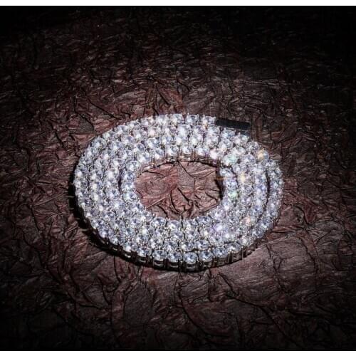 New spring button full zircon single row 4mm necklace hip-hop jewelry necklace tennis chain