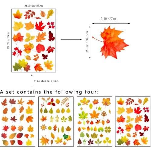 Newly Thanksgiving Maple Leaf Stickers Self-Adhesive Glass Refrigerator Air Conditioner Decoration Stickers