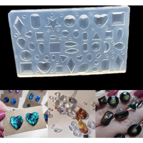 DIY mirror jewelry crystal Epoxy resin mold love geometry moon variety gemstone pendant mold