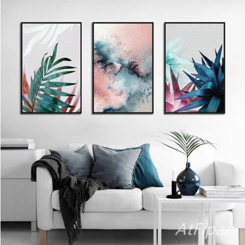 Beautiful Plant Poster Colorful Leaves Flowers Hazy Painting Wall Art Home Decor Painting Nordic Canvas Prints Modern Poster
