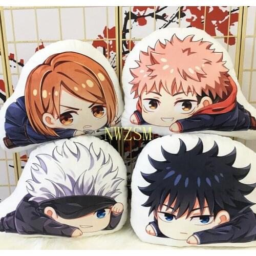 1 PCS Anime Jujutsu Kaisen Cosplay Pillow Soft Plush Yuji Itadori Costume Double Side Printed Doll Cushion 33x45cm