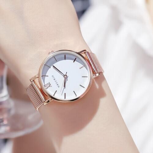 Luxury Fashion Women Watches Stainless Steel Mesh Strap Ladies Quartz Wristwatches Minimalist Female Clock Relogio Feminino