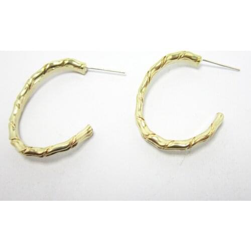 Stud earrings 29x23mm Brass earrings C shape brass ear post 925 silver needle -2pcs R1110