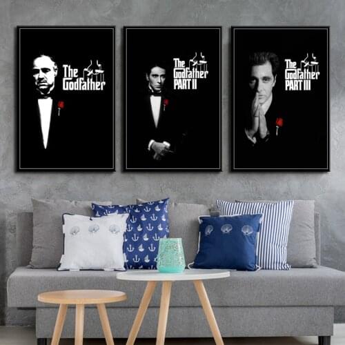 The Godfather Movie Series Marlon Brando Al Pacino Classic Art Poster Wall Art Picture for Living Room Home Decor (No Frame)