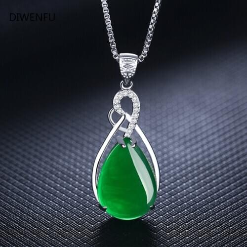 Natural Emerald S925 Sterling Silver Womens Necklace Corundum Pendant Turquoise Gemstone S925 Collarbone Jewelry Jade Bizuteria