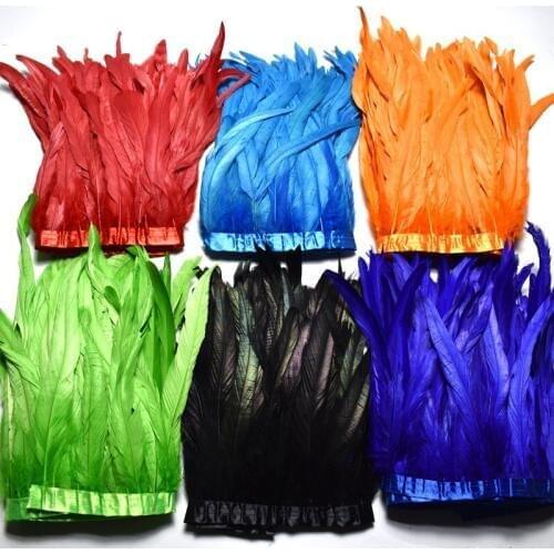 1Meters/lot rooster feathers Trimming Fringe Sewing for clothes party decoration 25-30cm natural feather headdress carnival DIY