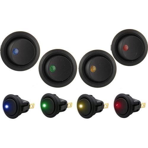 ON/OFF Round Rocker Switch LED Illuminated Car Dashboard Dash Boat Van 12V LED Rocker Switches Led Dot Light Switch 1 PC