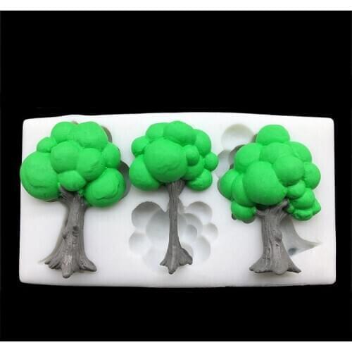 Wholesale 10 pcs/lot Tree Silicone Sugarcraft Mold Fondant Cake Decorating Tools Cupcake Chocolate Baking Molds