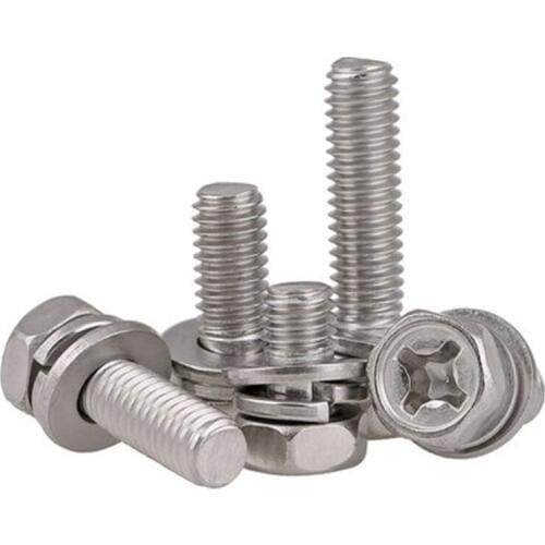 10pcs M5 304 stainless steel Phillips Hexagon screws Three combination screw Pocket hex Combinations bolt 8mm-30mm Length