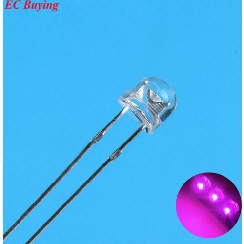 5mm Pink LED Straw Hat Light Emitting Diode Transparent Ultra Bright Lamp Bead Plug-in DIY Kit Practice Wide Angle 5mm50 pcs/lot