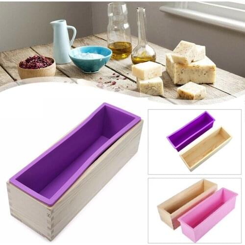 1200ML Wooden Box Handmade Craft Soap Mould Toast Cake Loaf Mold Baking Kitchen Tools Rectangle Silicone Soap Making Mold