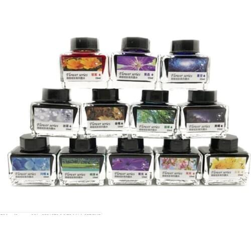 15ml/bottle, 12colors Ostrich Gold Powder Color Ink , Dip Pen Ink, Fountain Pen Ink