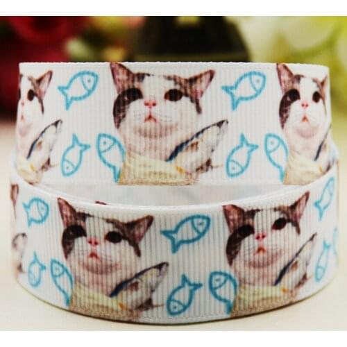 22mm 25mm 38mm 75mm cat cartoon printed Grosgrain Ribbon party decoration 10 Yards X-03690